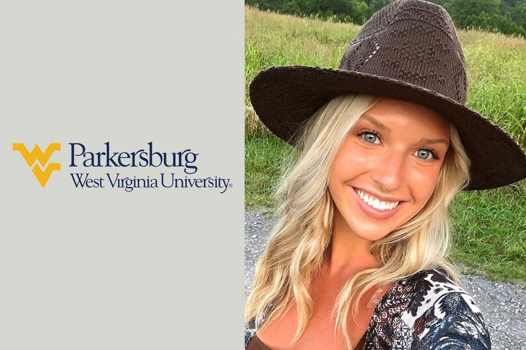 An image showing the logo of WVU Parkersburg to the left of a portrait of a woman.